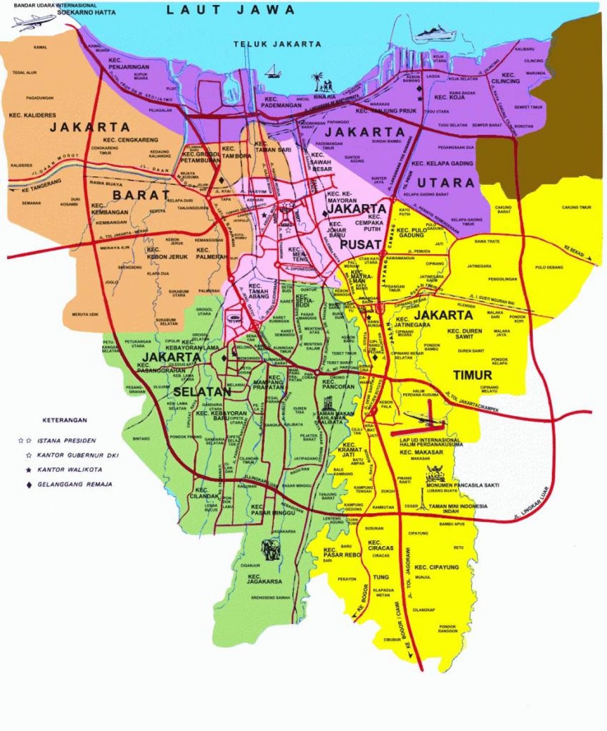 kort over Jakarta attraktioner
