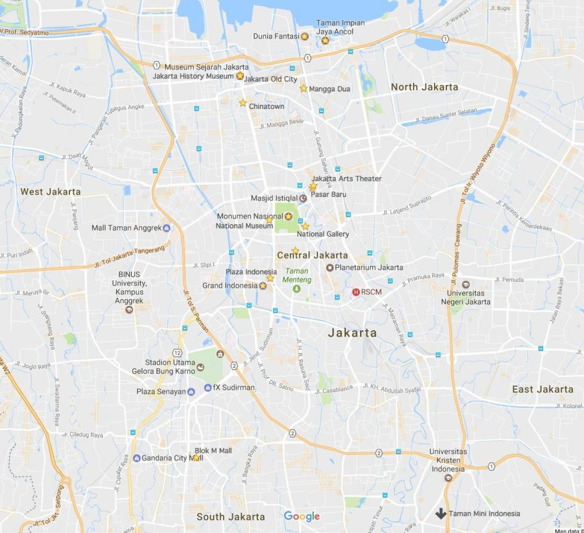 kort over indkøbscentre Jakarta