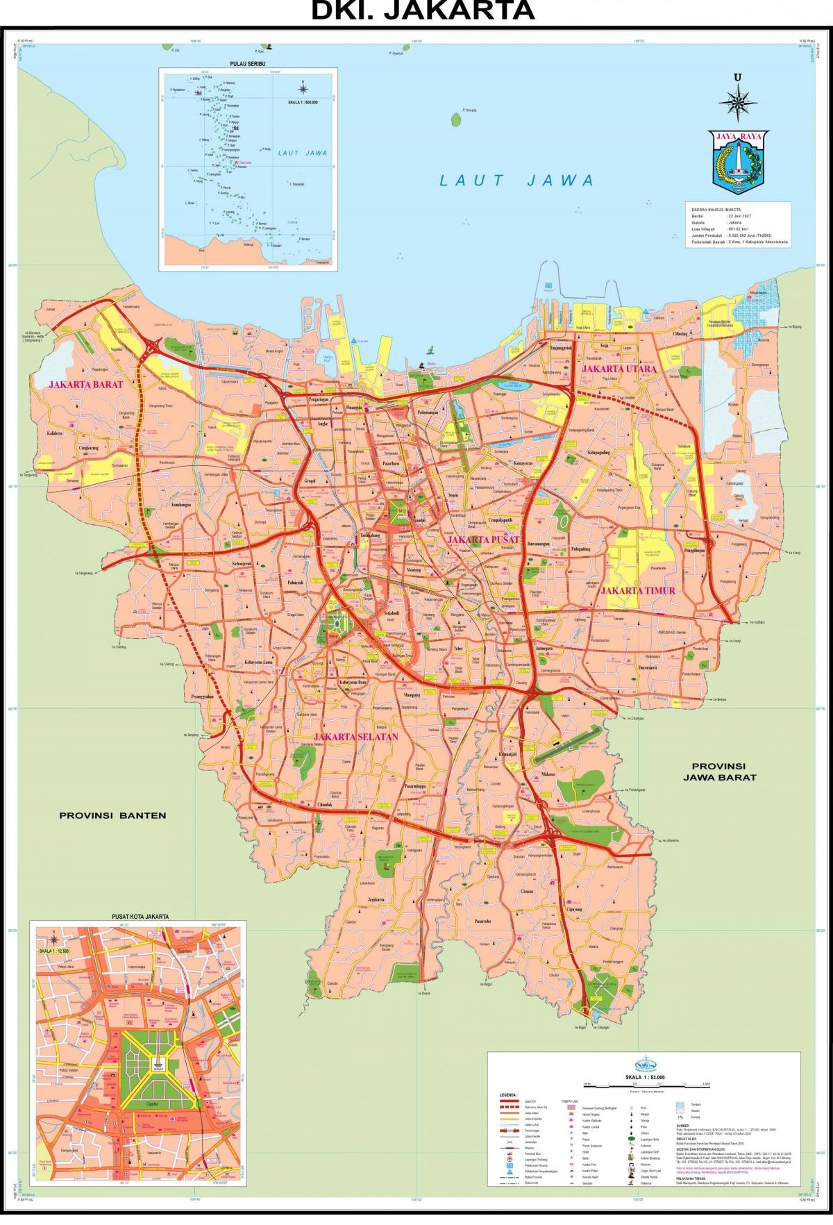 det centrale Jakarta kort