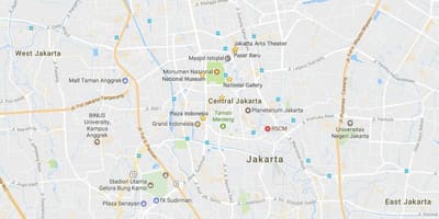 Kort over indkøbscentre Jakarta